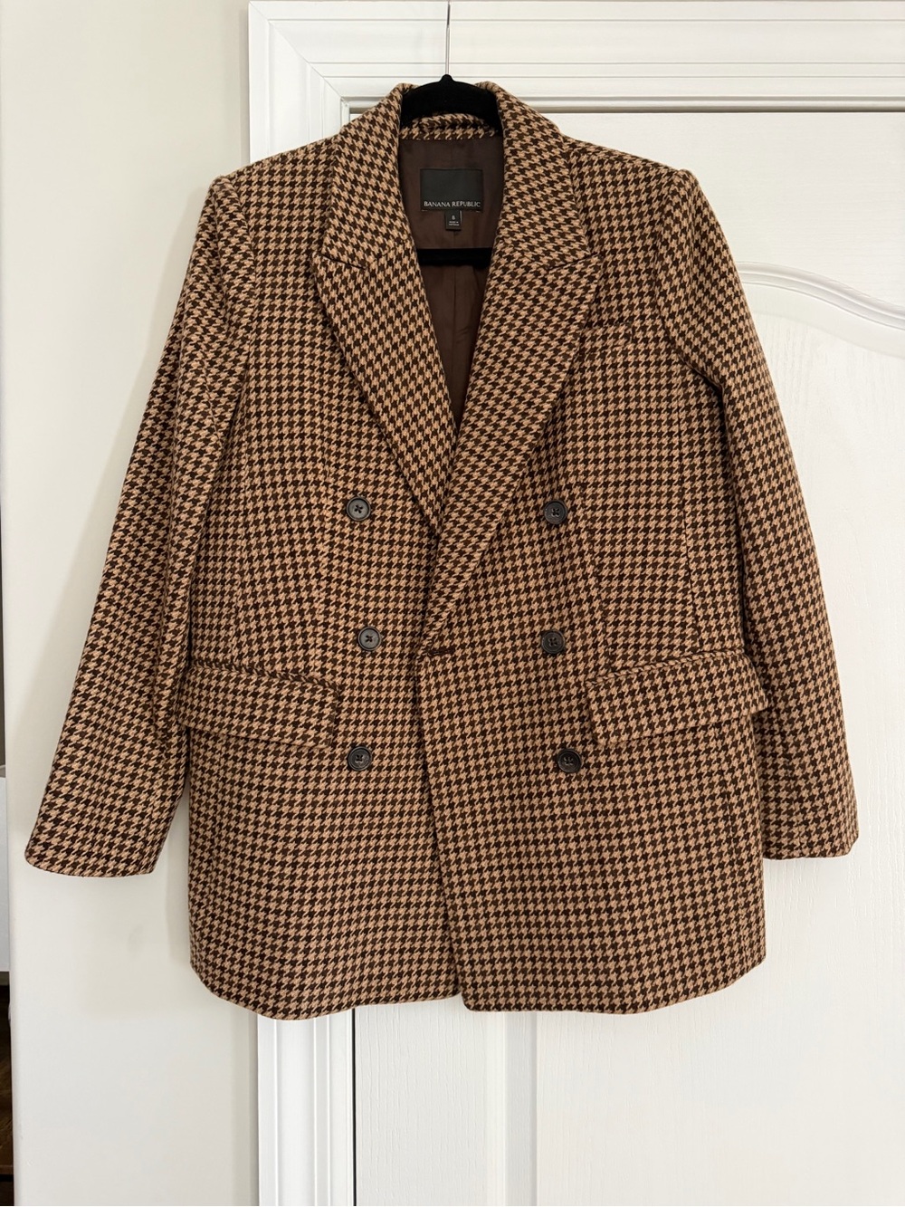 Banana Republic Brown Houndstooth Double-Breasted Blazer- Size 8